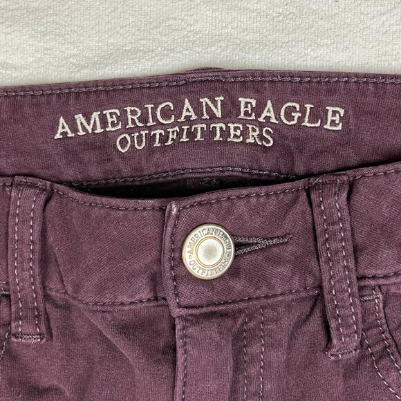 American Eagle Red Burgundy Jegging Size 4 Skinny Leg Low Rise Stretch Denim - Picture 4 of 16
